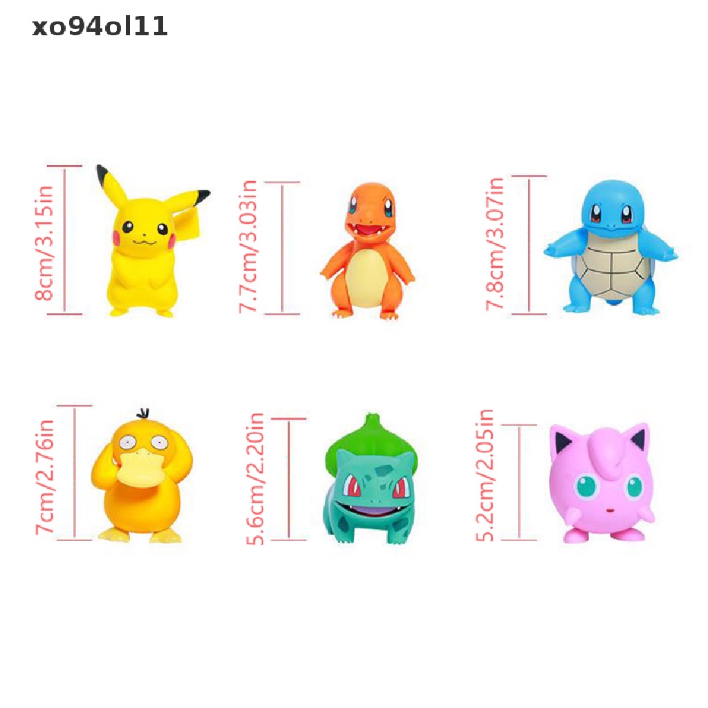 Xo Pikachu Bulbasaur Charmander Squirrel PVC Anime Action Figure Model Boneka Mainan OL