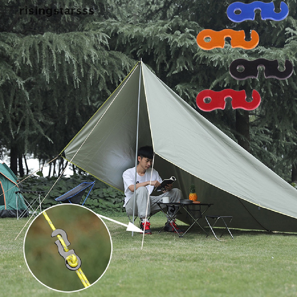 Rsid Span-new 10pcs Adjustable Camping Tent Cord Tali Gesper S Type Tensioners Pengikat Kit Outdoor Camping Tents Mengamankan Aksesoris Jelly