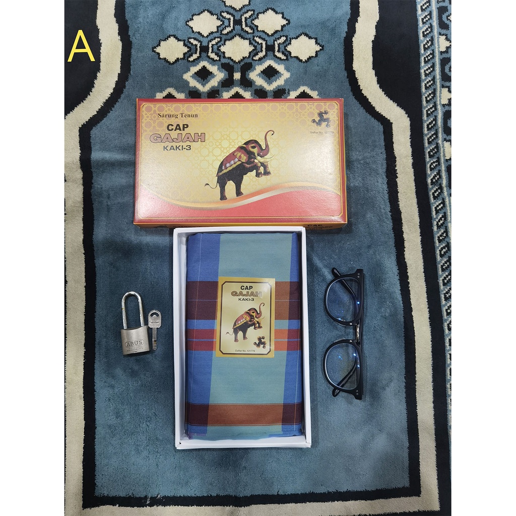 Shafiah Man - Sarung Gajah Cap Kaki 3, Sarung Tenun Dewasa Mesin Revir Kualitas Terbaik Sarung Musli