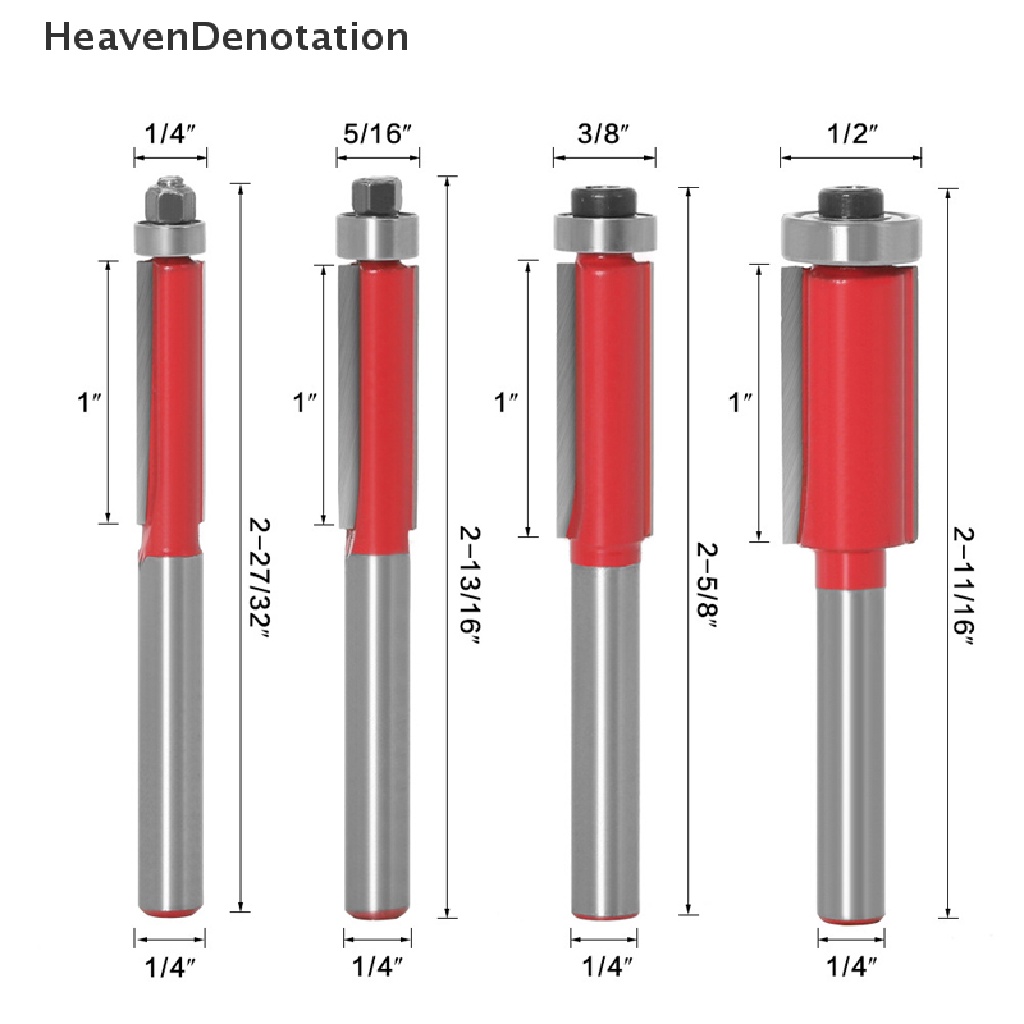 [HeavenDenotation] 6mm 1per4 &quot;Shank Flush Trim Router Bits End Mill Untuk Kayu Dipanjangkan Trimming Cutt HDV