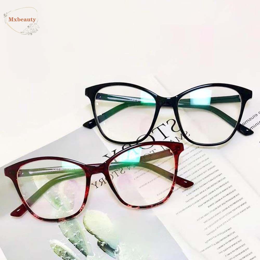 Mxbeauty Kacamata Anti Radiasi Wine Red Untuk Wanita Motif Leopard Lensa Bening Hitam Wanita Eyeglasses Cat Eye Glasses