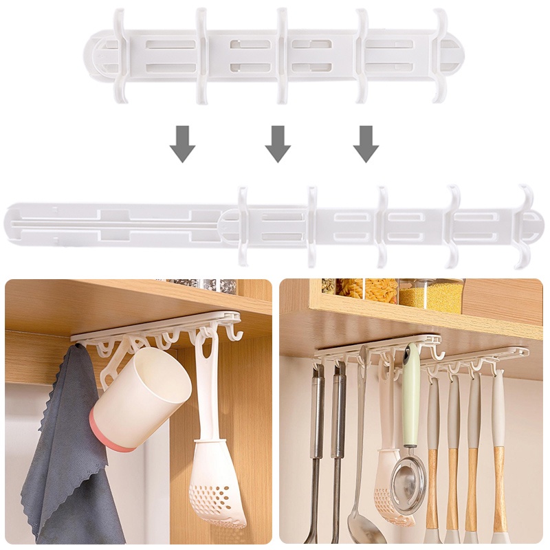 Kreatif Stretchable Double Row Hook/Putih Perekat Diri Hemat Ruang Rak Gantung Rumah Tas Tangan Handuk Penyimpanan Organizer