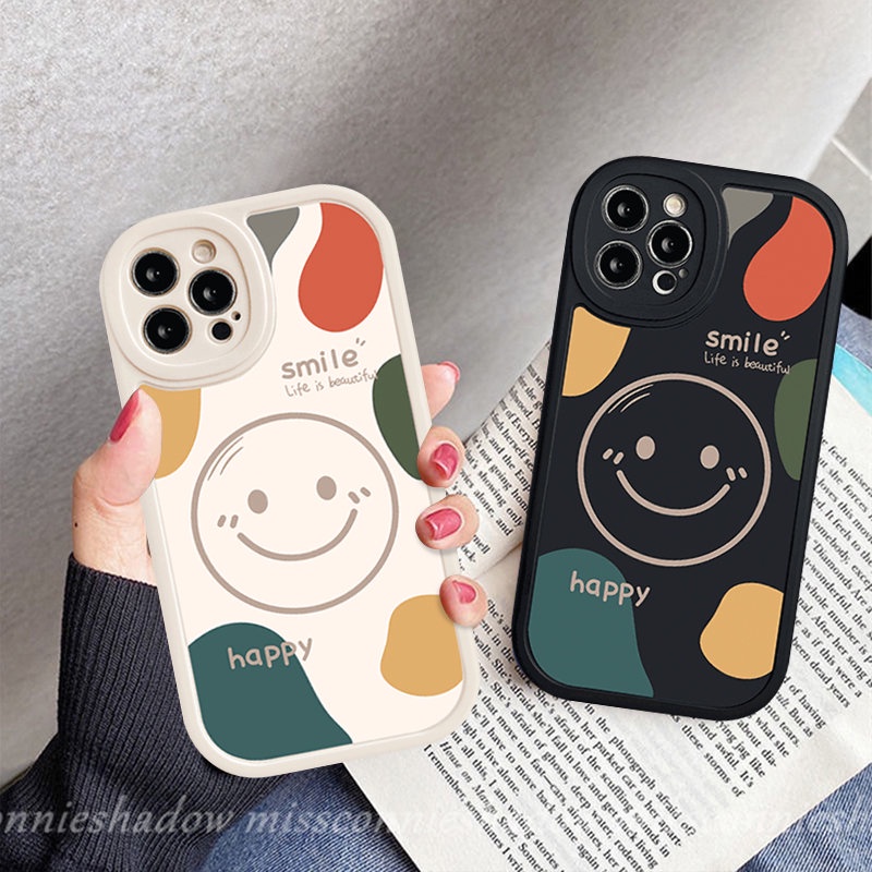 Case Realme C53 C35 C30s C55 C12 C25Y C15 C31 C21Y 10 C30 C11 C25s 10 Pro Plus C21 C20 5 6i 8 5i 7i 6s 6 8i 8Pro 9i C17 GT C3 C20A Simple Happy Smile Silicon Couples Lembut Sarung