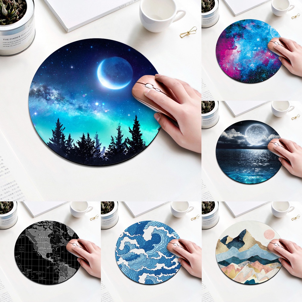 Pemandangan Alam Mouse Pad Game Kreatif Dan Lucu Rumah Kantor Mouse Pad Karet Mouse Pad Starry Moon Lake Cat Air Sunrise Forest Aurora Mouse Pad