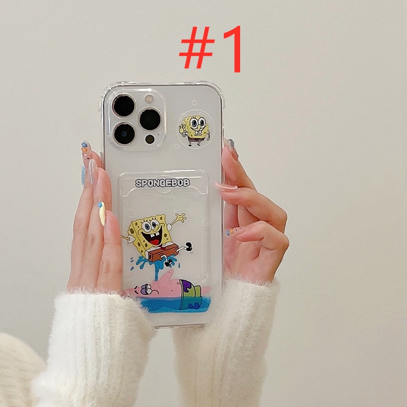 【Card Case】Happy Spongebob Patrick Star Soft TPU Case HP iP iPhone 7 8 14 + Plus SE 2020 X XS XR Max 11 12 13 Pro Max FTD Casing Apple