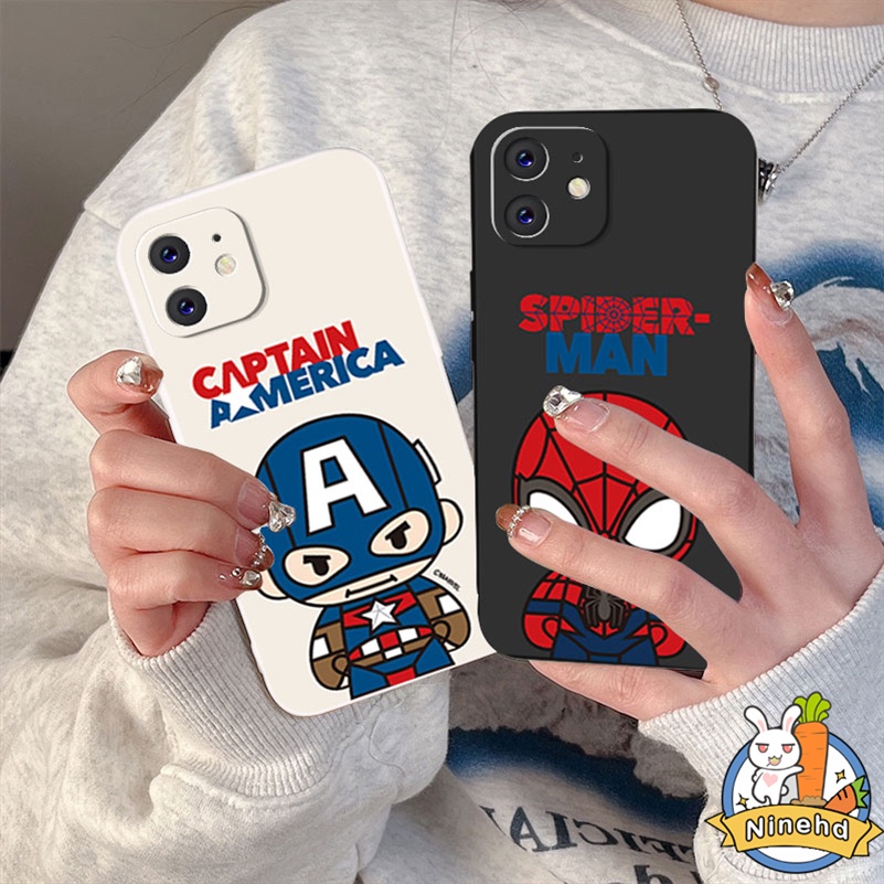 IPHONE Casing Kompatibel Untuk Iphone14 13 12 11 Pro Max X Xr Xs Max8 7 6 6s Plus SE 2020 Fashion Kartun Spider Man Tepi Lurus Silikon Pelindung Lensa Shockproof Pelindung Phone Case