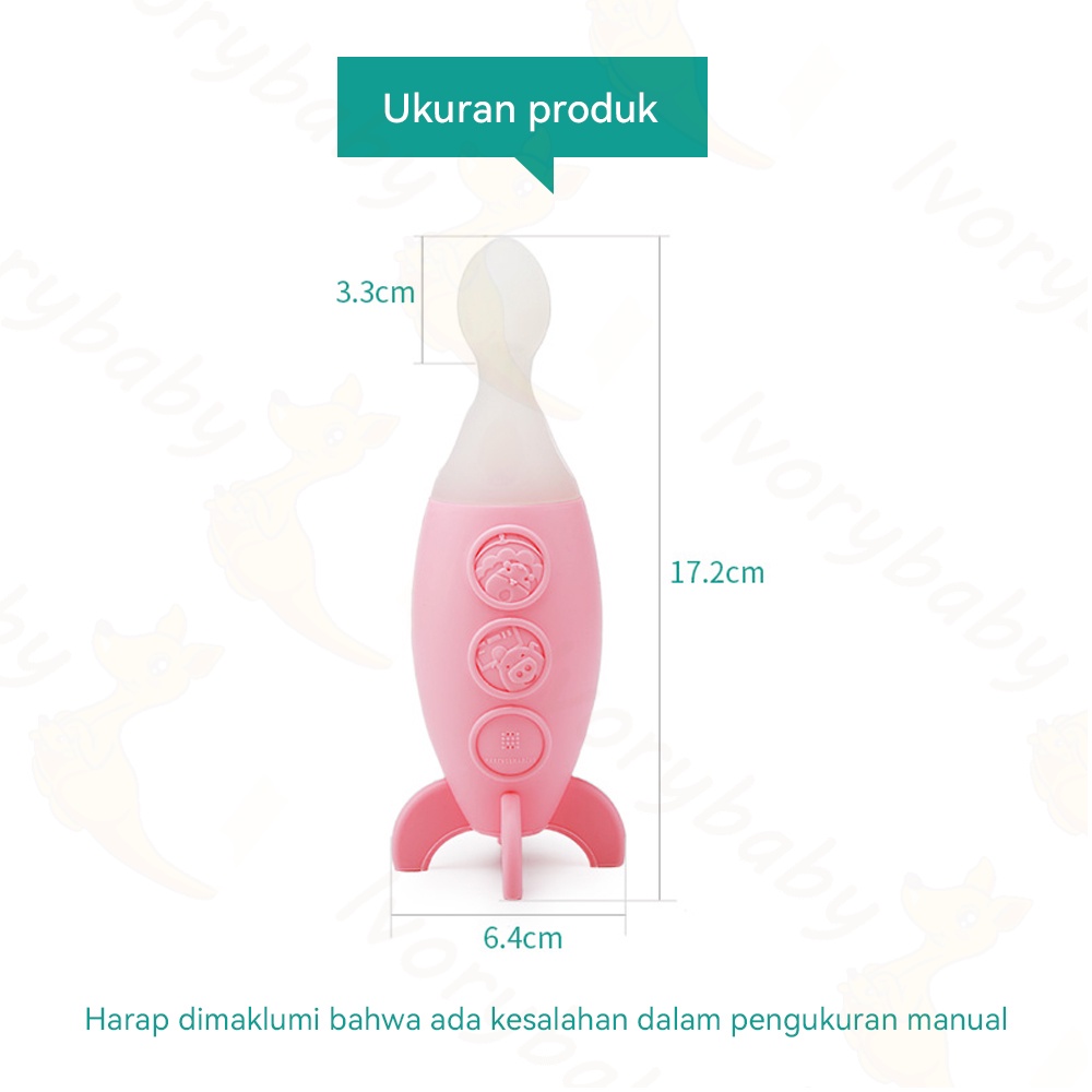 Ivorybaby Botol dot silicone Botol sendok makan bayi Bpa free Baby feeder lucu