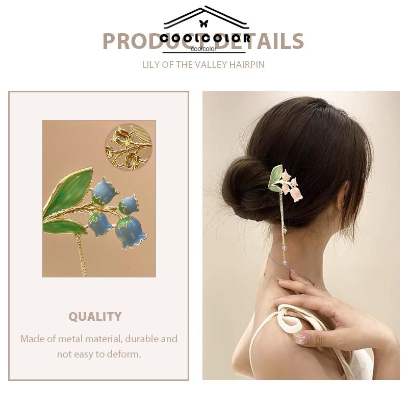 COD❤️Jepit Rambut Mutiara Rumbai Metal Orchid Design Simple Ceruk Aksesoris Fashion- cl