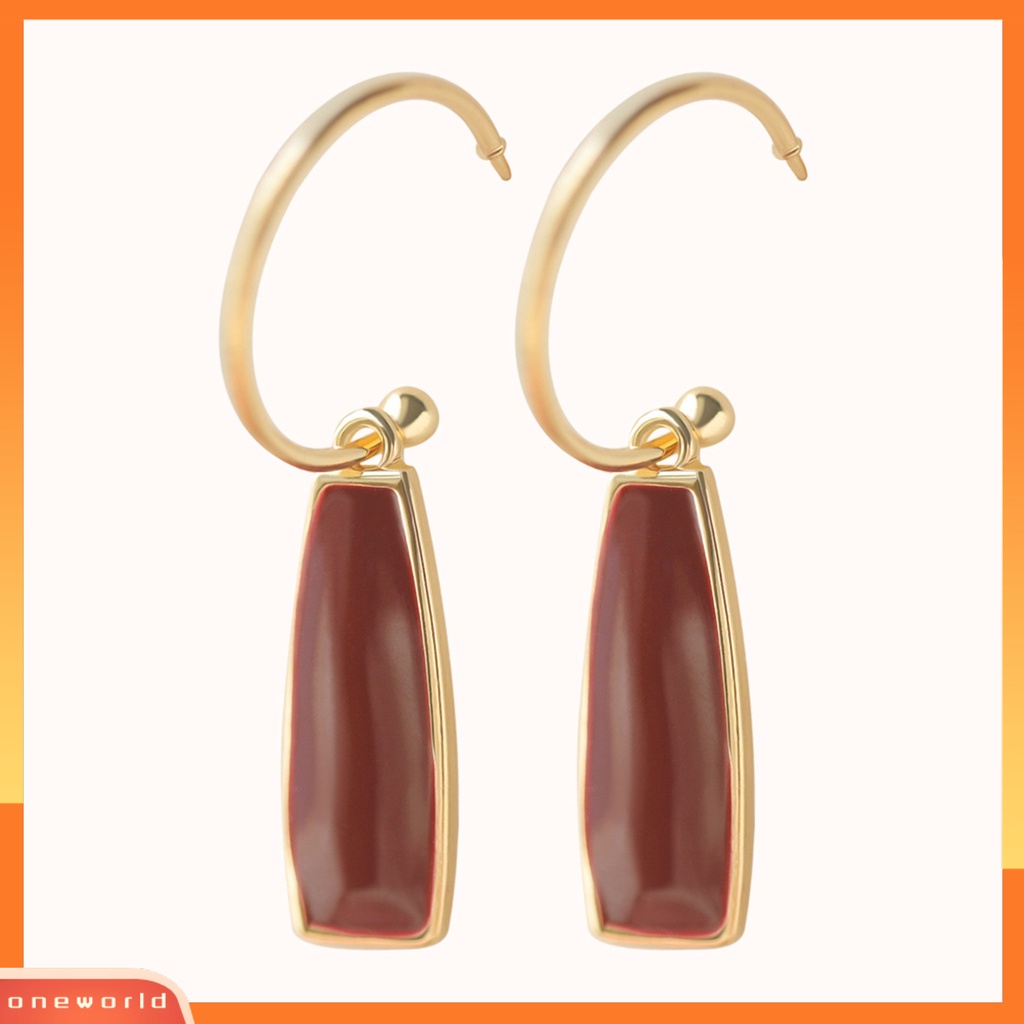 [EONE] 1pasang Drop Earrings Geometris Klip Telinga Electroplating High Gloss Dipoles Menghias Menawan Perhiasan Harian Menjuntai Anting-Anting Wanita Perhiasan