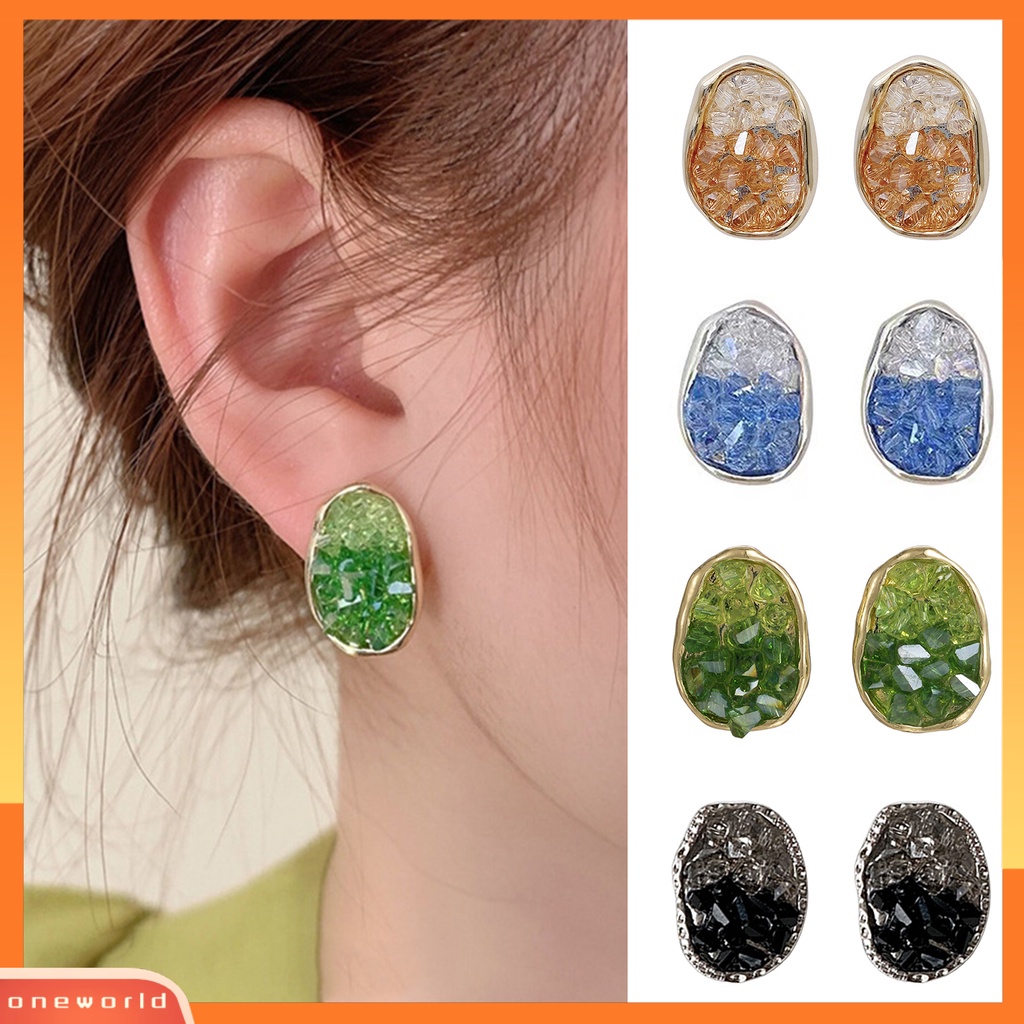 [EONE] 1pasang Wanita Anting Tidak Teratur Elektroplating Gradien Temperamen Kubik Zirkon Geometris Stud Anting Perhiasan Pesta