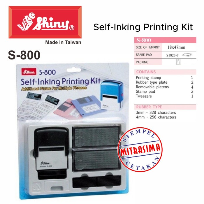 

Stempel Shiny S-800 ( bongkar pasang D-I-Y set S800 Tipe S 800 )