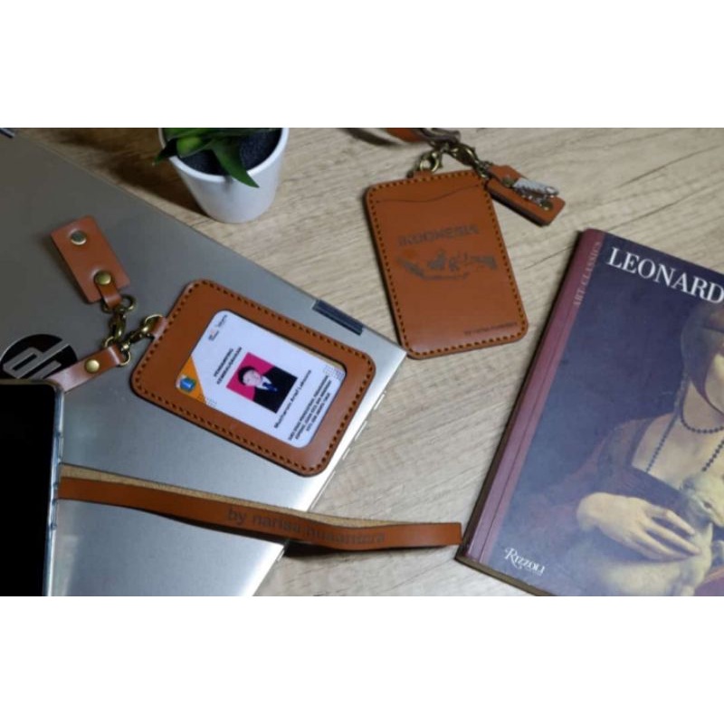 

Termurah !! Id card holder model simple / card holder custom / Name tag kulit asli SL