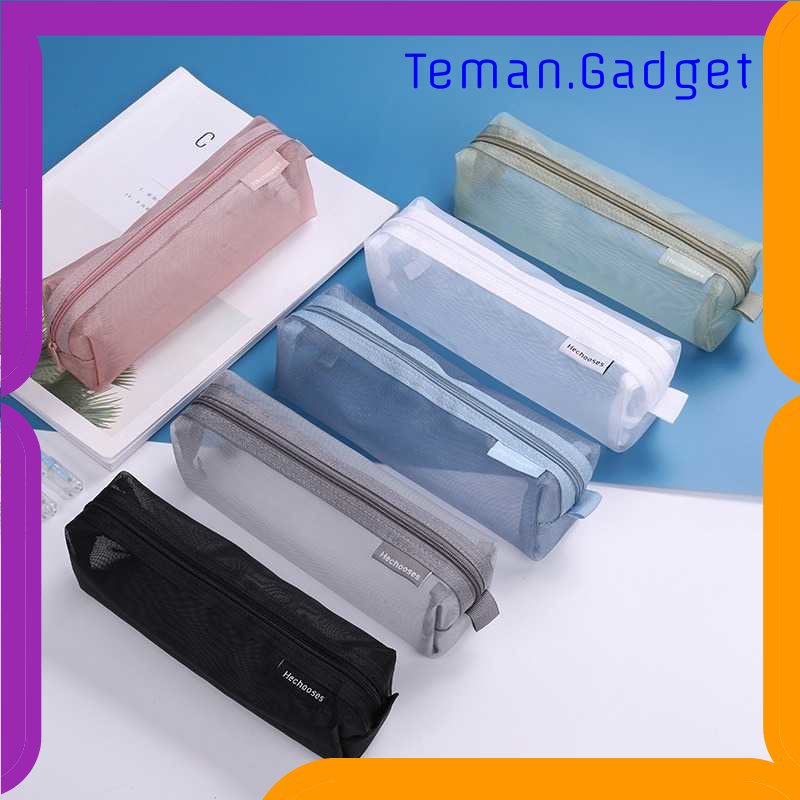 TG - ATK He chooses Tempat Pensil Jaring Simple Stationery Mesh Zipper Bag - 20HEC