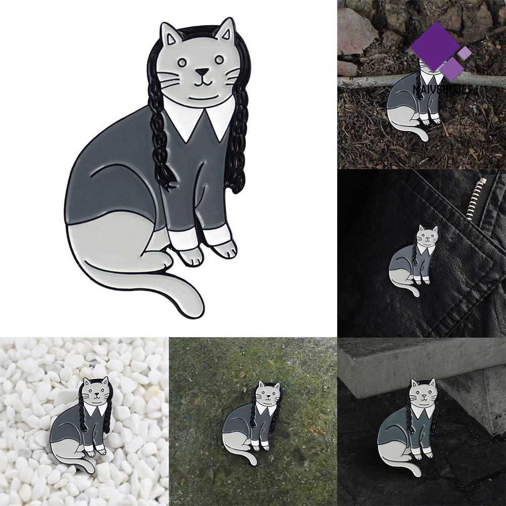 &lt; Naiveblues &gt; Pin Bros Enamel Kucing Kepang Lucu Pakaian Tas Ransel Perhiasan