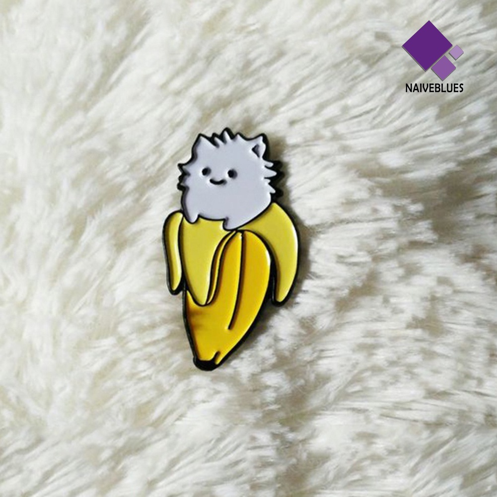 &lt; Naiveblues &gt; Lucu Kartun Wanita Kucing Pisang Enamel Lencana Kerah Bros Pin Dekorasi