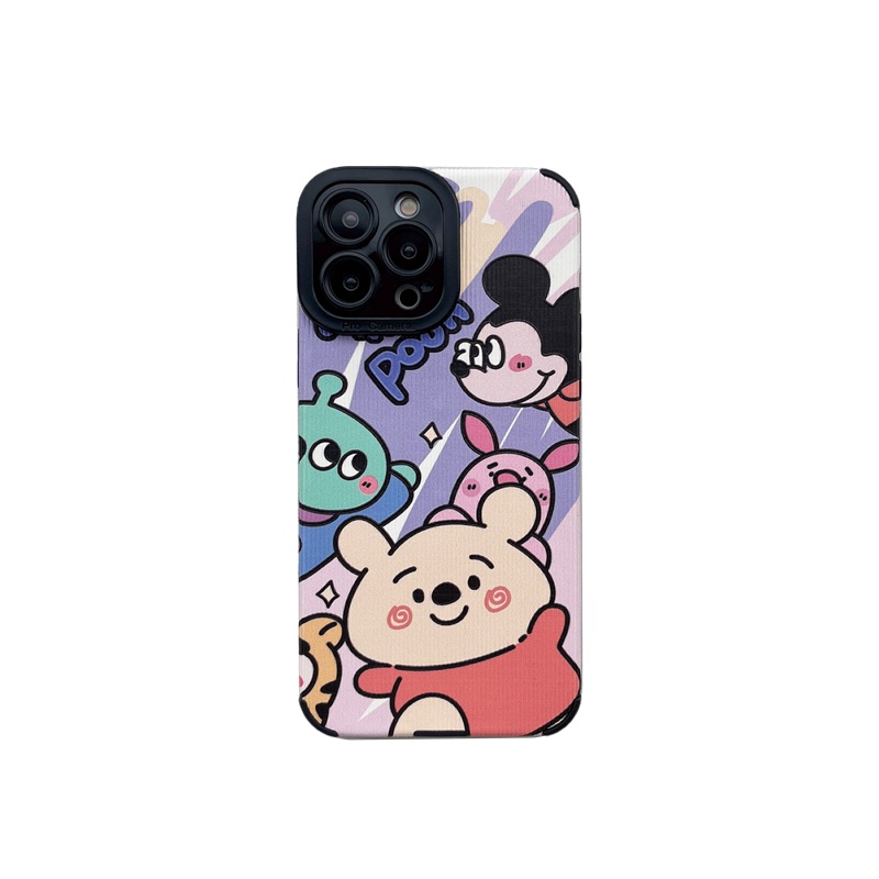 So Cute Toy Story Winnie Bear Alien Mickey Leather Soft Case iP iPhone 7 8 Plus SE 2020 X XR XS Max 11 12 13 14 Pro Max 14 Plus Camera Protect Cartoon Anime Disney CASE