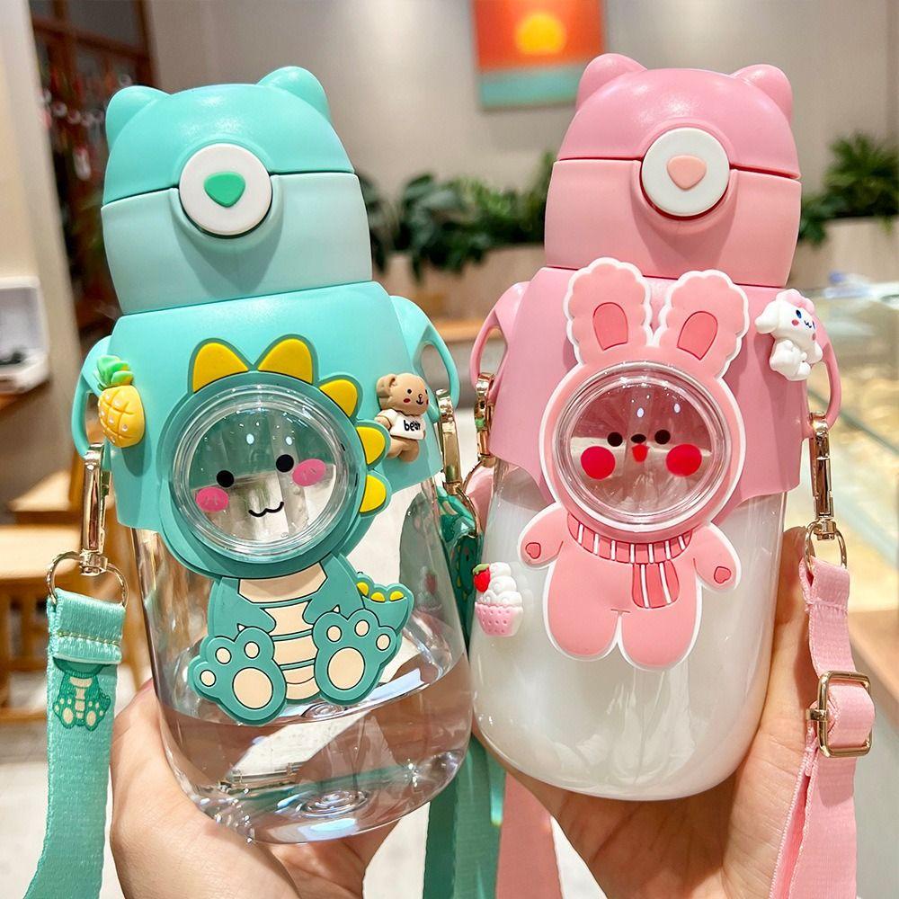 Chookyy Botol Air Dengan Sedotan Portable Lucu Kartun Cangkir Minum Anti Bocor