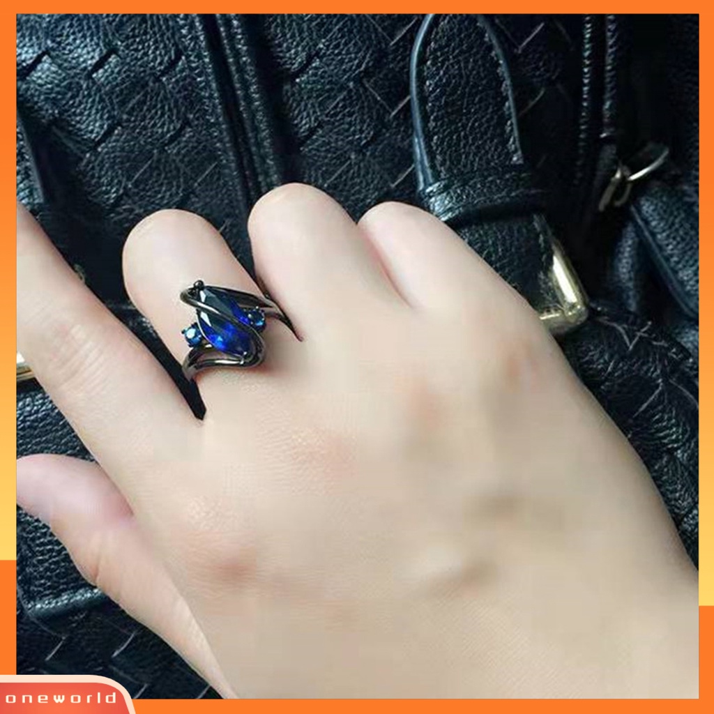 [EONE] Finger Band Retro Electroplating Kristal Imitasi Hypoallergenic Geometris Dress Up Skin-Touch S-shaped Female Knuckle Ring Untuk Pakaian Sehari-Hari