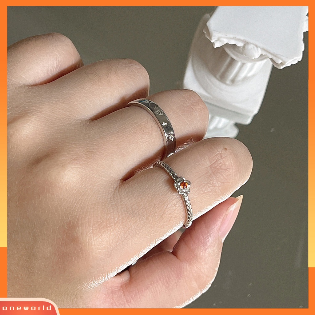 [EONE] Finger Band Adjustable Shiny Polishing Charming Flower Decor Dress Up Copper Light Mewah Cubic Zirconia Pasangan Terbuka Cincin Fashion Perhiasan