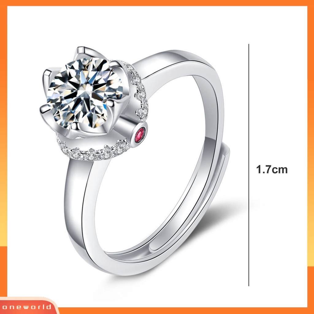 [EONE] Jari Cincin Cubic Zirconia Berlian Imitasi Mengkilap Electroplating Polishing Dekorasi Pembukaan Berkilau Wanita Cincin Pertunangan Perhiasan Aksesori