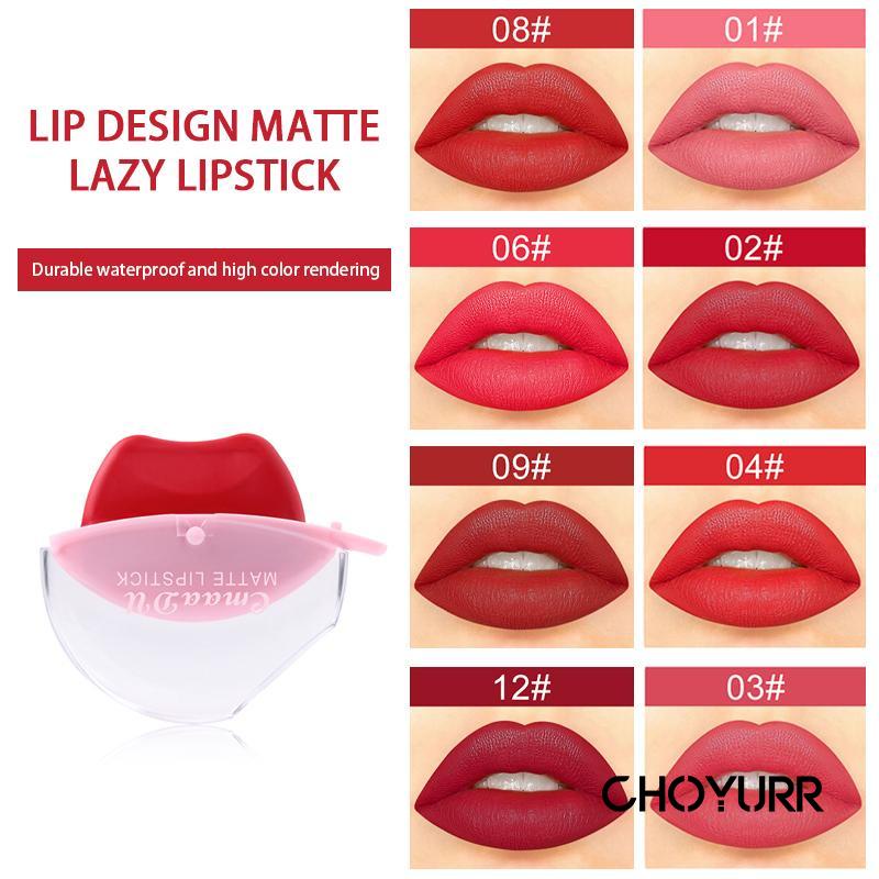 【COD】 Lazy Lipstick Velvet Matte Desain Bentuk Bibir Tahan Lama Tahan Air -CH