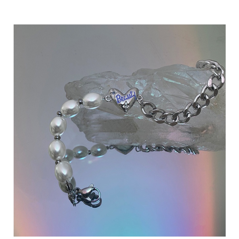 Gelang Perca Mutiara Cinta Surat Ungu Yang Dipersonalisasi Dan Serbaguna, Musim Panas Desain Niche Ins Baru, Gelang Trendi Rantai Manik-Manik