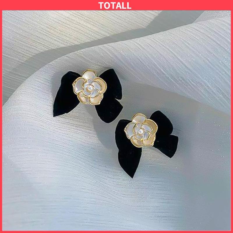 COD Anting bunga Camelia Korea anting busur Vintage Prancis anting premium desain untuk wanita-Totall