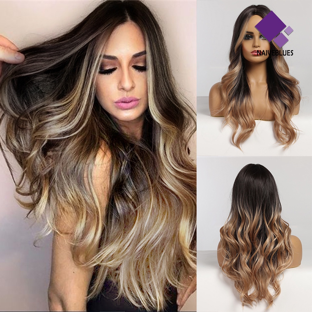 &lt; Naiveblues &gt; Wig Tahan Panas Cosplay Perlengkapan Suhu Tinggi Serat Warna Rambut Wig Wanita