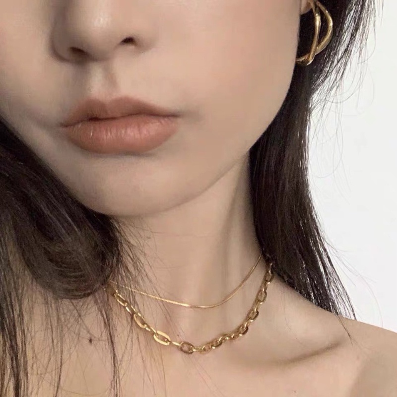 Indah Premium Pin Kalung Baja Titanium Berlapis 18 K Warna Emas Penahan Tidak Luntur Perhiasan Trendi Kerah Fashion Grosir Hadiah