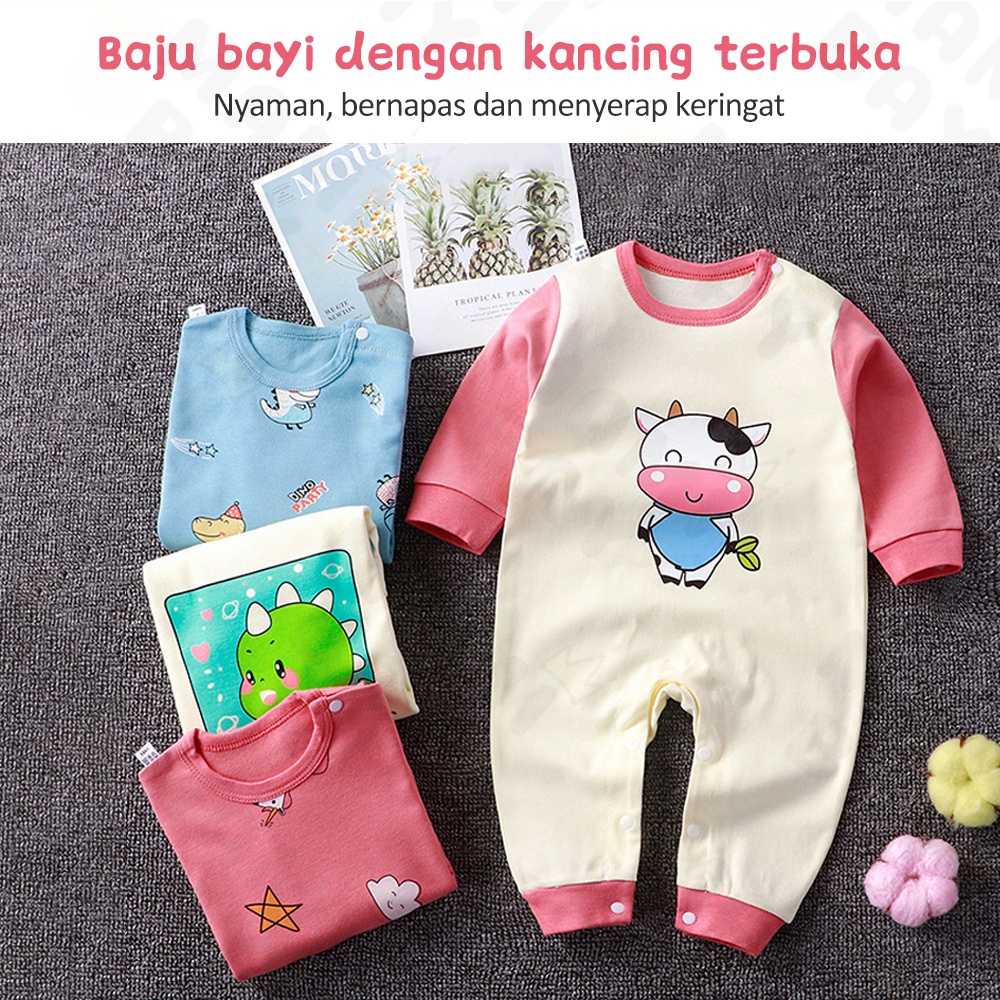 OKEYI baju bayi Jumper pendek bayi motif lucu bodysuit bayi newborn