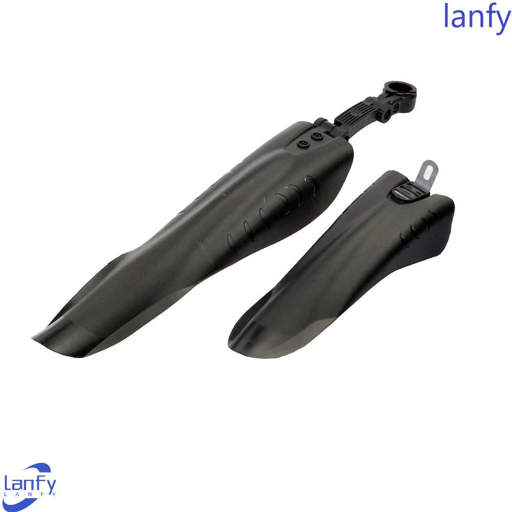 Lanfy Bike Mudguard 1set Sepeda Gunung Hitam Dapat Disesuaikan 20 ''22'' 24 ''26'' Suku Cadang Sepeda