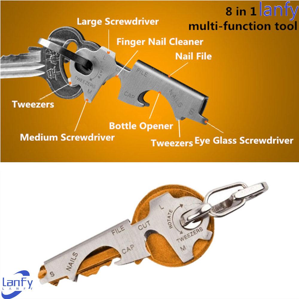 Lanfy Pocket Tool Gadget 8in1 Obeng Pinset Carabiner Gantungan Kunci Camping Outdoor