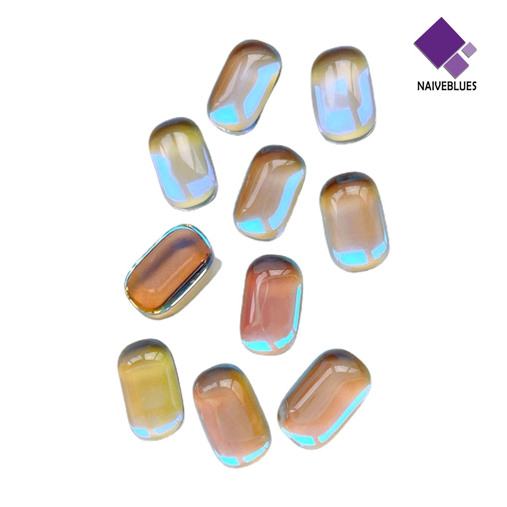 [naiveblues] 10pcs Perhiasan Nail Art Mengkilap Efek Visual Reguler Tahan Luntur Berkilau Perhiasan Kuku 3D