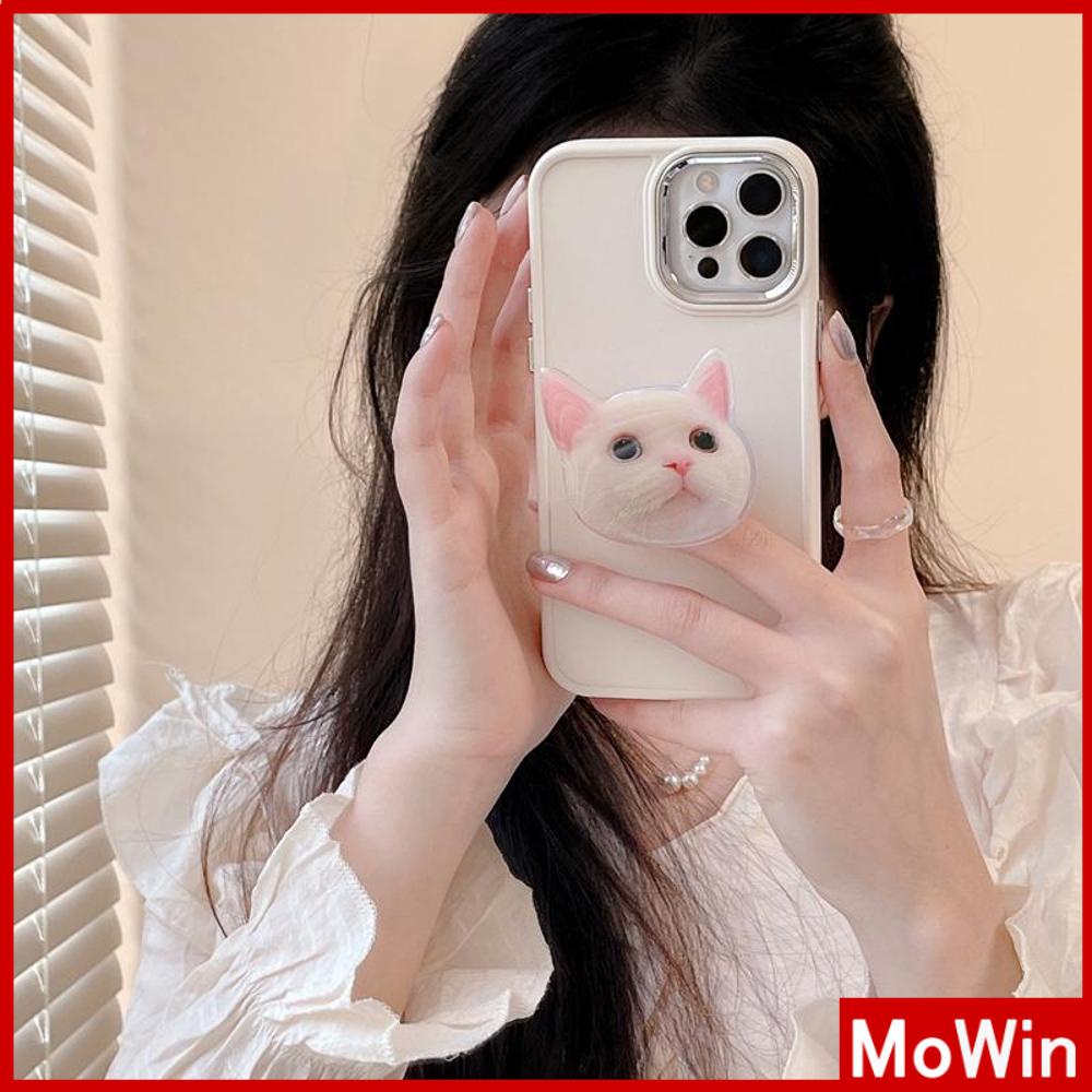 For iPhone 14 Pro Max iPhone Case With Cute Cat Folding Holder Clear Grip Pink Plating Matte Soft Case Shockproof Compatible with iPhone 13 Pro max 12 Pro Max 11 xr xs max 7Plus