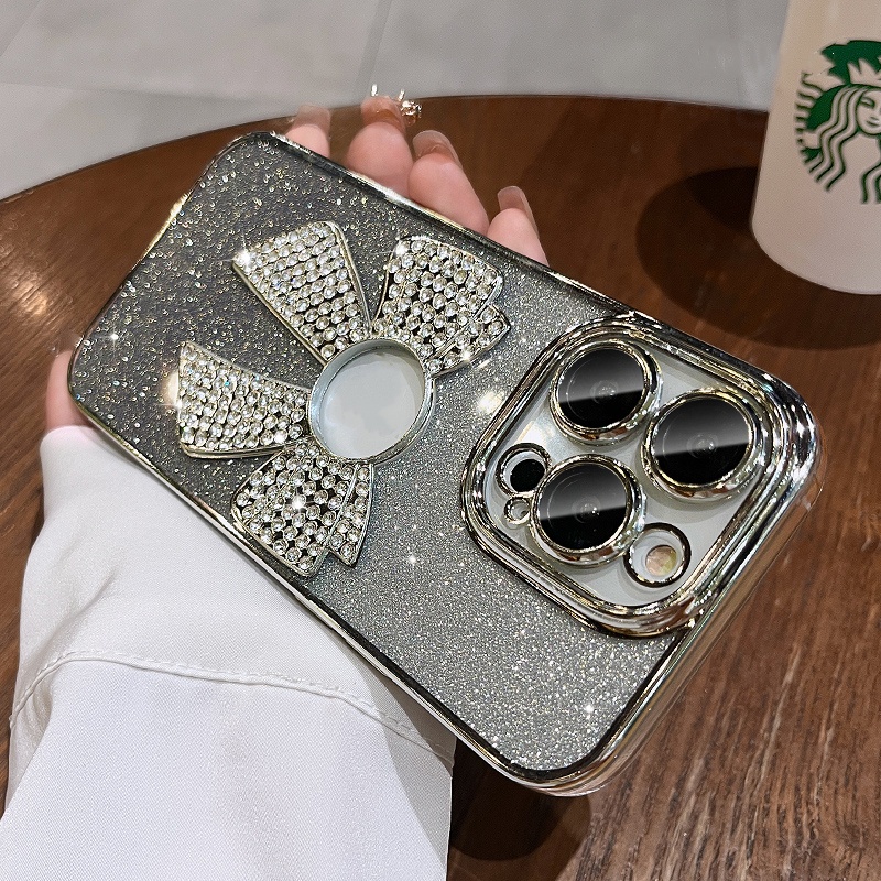 Casing Lensa Proteksi Kamera Mewah iPhone 14 Pro Max14 Plus case Iphone12 13 Pro Max 11 Pro Max aesthetic diamond flowers Dengan logo protection TPU soft back cover