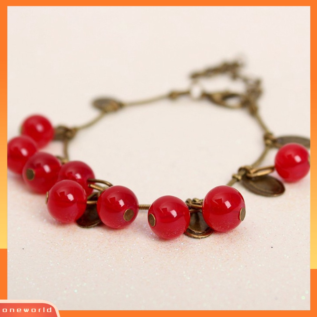 [EONE] Vintage Alloy Gelang Artistik Manis Cherry Decor Wanita Bracelet Untuk Kehidupan Sehari-Hari