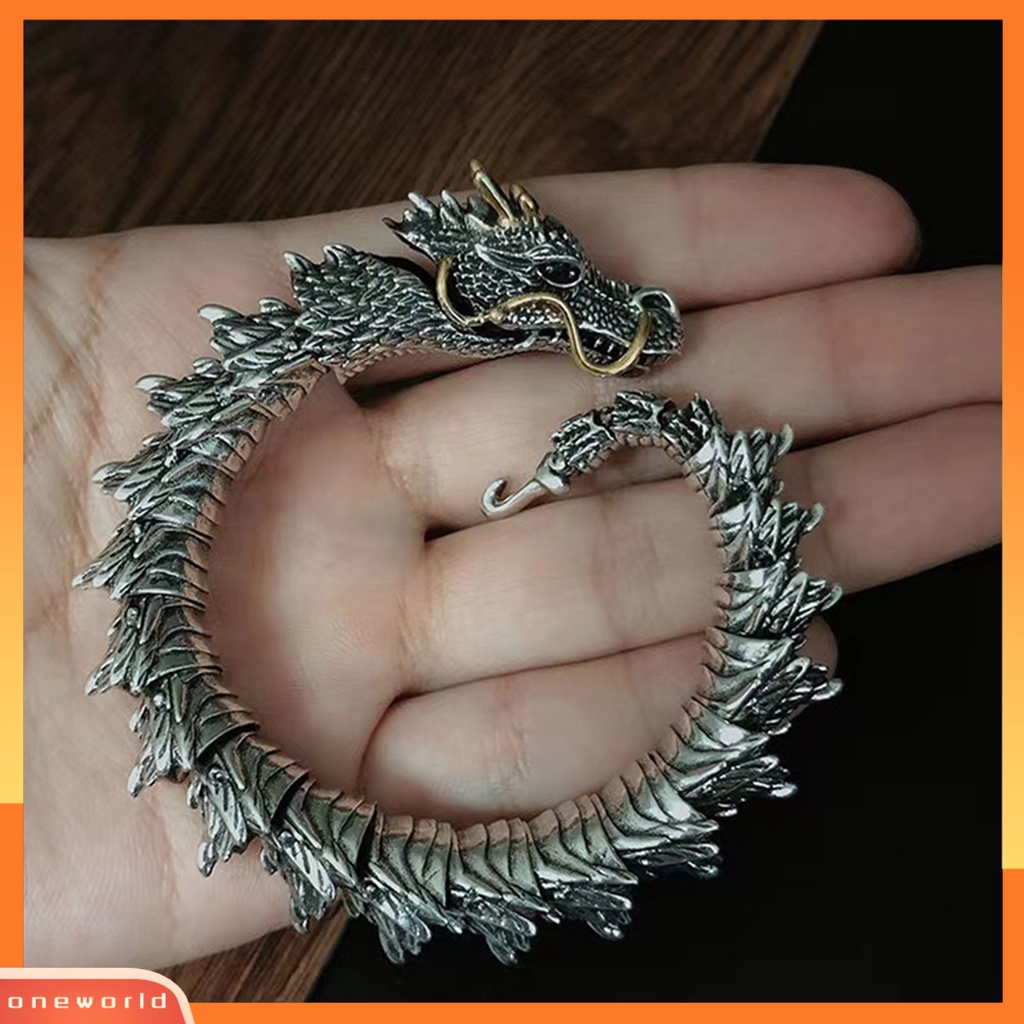 [EONE] Pria Gelang Adjustable Hypoallergenic Hip-hop Distress Koleksi Perhiasan Aksesoris Tembaga Gaya Retro Kepala Naga Laki-Laki Cuff Bangle Untuk Pesta