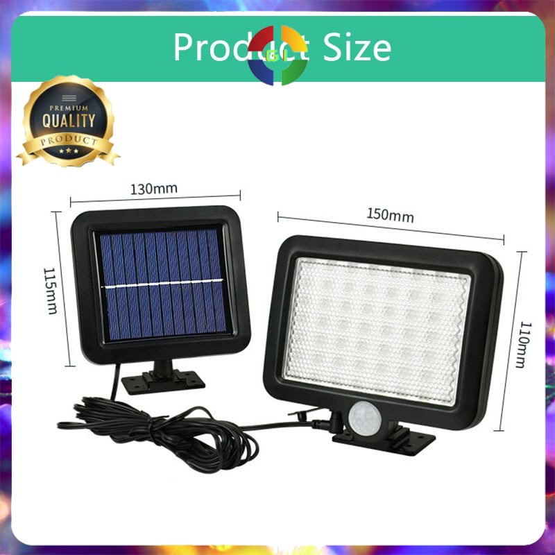 Lampu Dinding Solar Outdoor Sensor PIR Waterproof Cool White Black