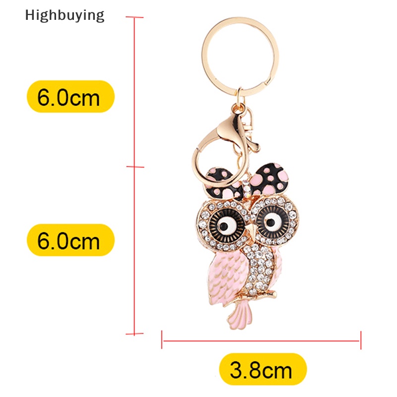 Hbid Owl Series Alloy Keychain Berlian Tertanam Kartun Logam Gantungan Kunci Liontin Dekorasi Tas Mobil Gantungan Kunci Liontin Hadiah Ornamen Glory