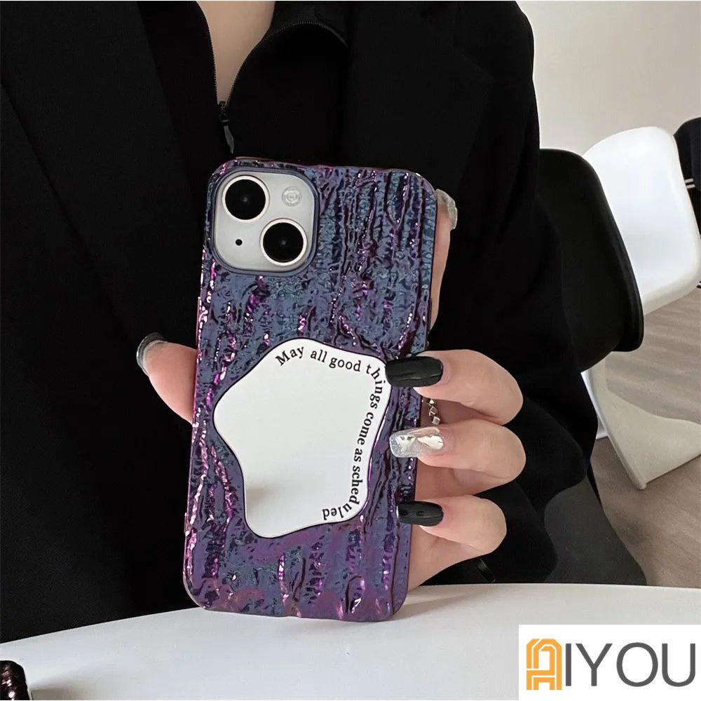 IPHONE Fashion Cermin 3D Pola Batu Casing Ponsel Untuk Iphone 14 13 12 11 Pro Max 14Pro Lembut Shockproof Back Cover