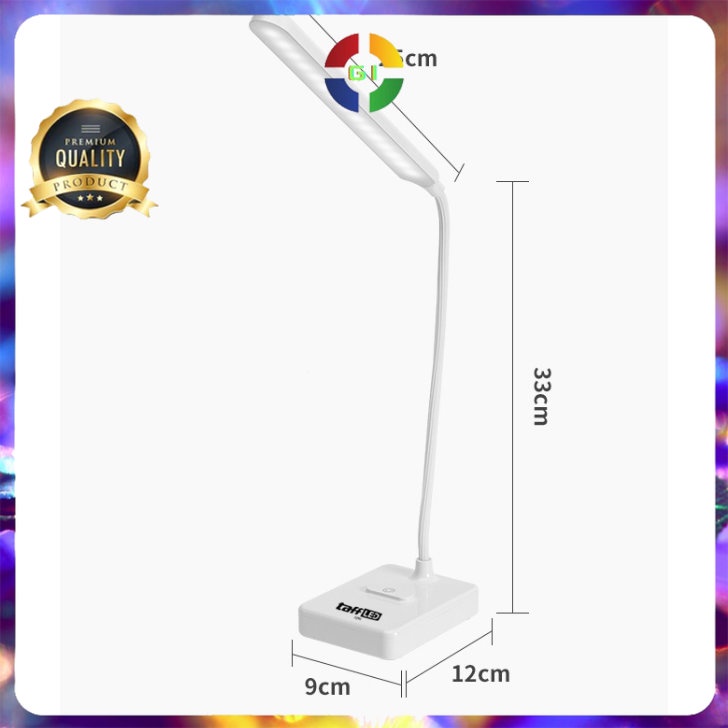 Lampu Meja Belajar 30 LED Rechargeable Battery 3 in 1 Color White