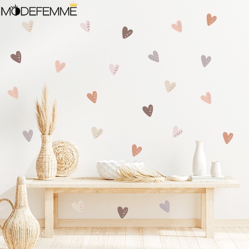 3lembar Mudah Bongkar Stiker PVC Bohemian Cinta Hati Wallpaper Tahan Air Debu-Bukti Wallstiker Self Adhesive Art Wall Aplikasi Kamar Tidur Hangat Dekorasi Decal