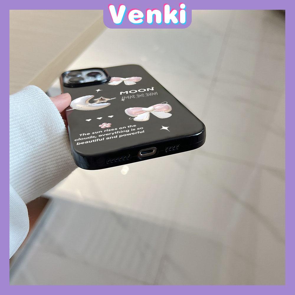 VENKI - For iPhone 11 iPhone Case Black Glossy TPU Soft Case Shockproof Protection Camera Star Moon bow Compatible with iPhone 14 13 Pro max 12 Pro Max xr xs max 7Plus 8Plus