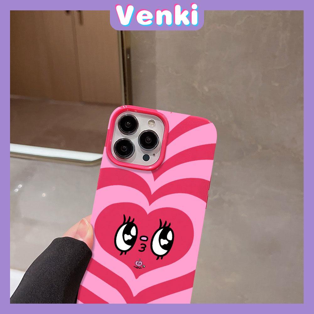 VENKI - For iPhone 11 iPhone Case Red Glossy TPU Soft Case Shockproof Protection Camera Cute Pink Heart Compatible with iPhone 14 13 Pro max 12 Pro Max xr xs max 7 8Plus