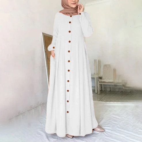 Gamis Putih Pengajian Polos Baju Gamis Syar'i Wanita 2023 by Humasyari ARABIC ZARACREPE PREMIUM
