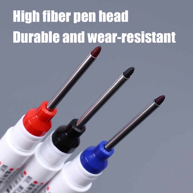 [Unggulan] Deep Hole Long Nib Head Marker 20MM Merah/Hitam/BlueInk Penanda Kepala Panjang Metal Perforating Pen Kamar Mandi Woodworking Dekorasi Spidol Lubang Dalam Serbaguna