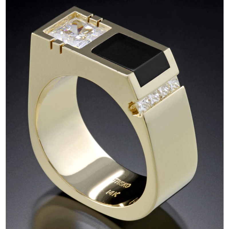 Goldkingdom Aksesoris Perhiasan Fashion Ready Stock Cincin Geometris Emas Bertatahkan Berlian Putri Engagement Ring.