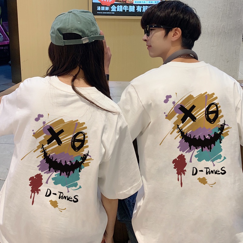 Promo T-Shirt Korean version kaos couple loose summer short-sleeved T-shirt oversized printing men's and women's all-match hip-hop personality tops