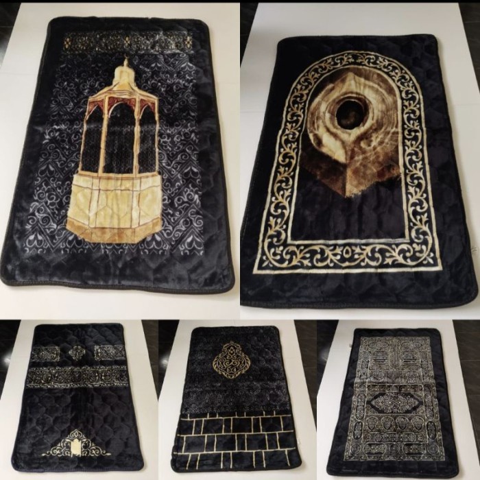 sajadah empuk tebal busa khusus hitam kiswah anti selip new - random