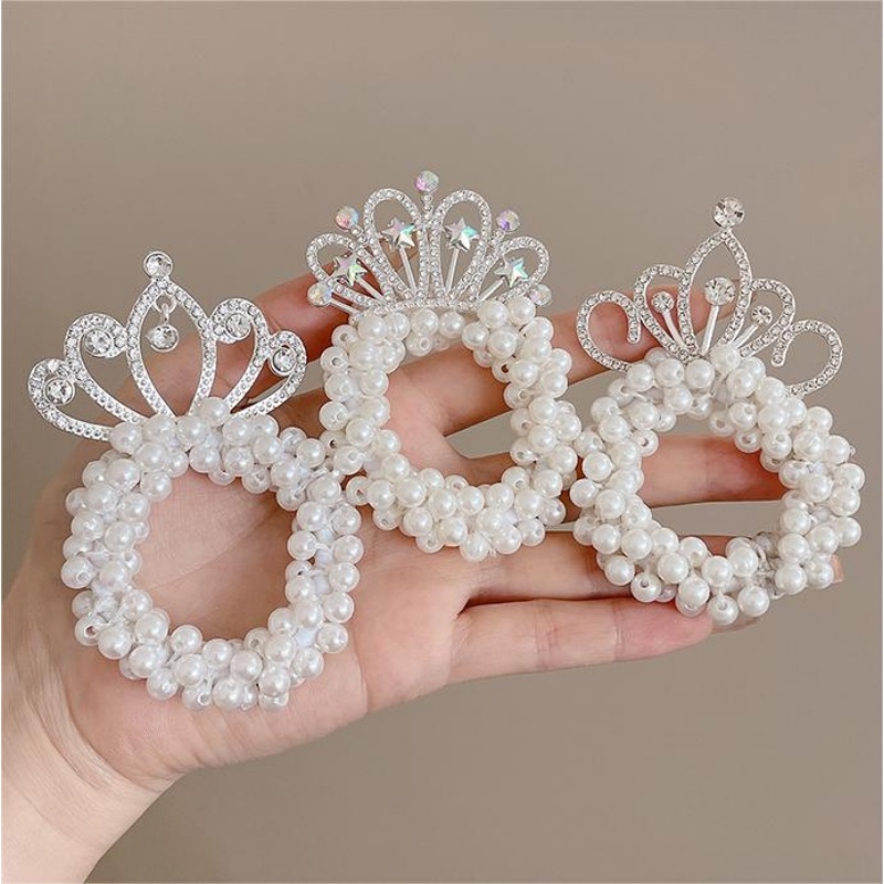 Korea Fashion Mutiara Cincin Rambut Gadis Elastis Tinggi Kulit Band Rambut Tali Wanita Ekor Kuda Headrope Hiasan Kepala